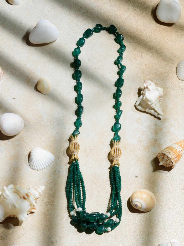 Emerald Meadows Mala: A Stunning Green Gemstone Beaded Necklace