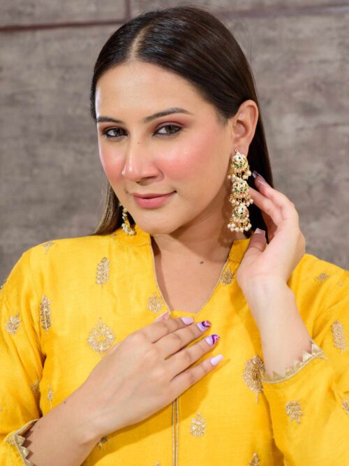 Gilded Elegance Long Earrings: Graceful and Opulent Dangling Earrings.