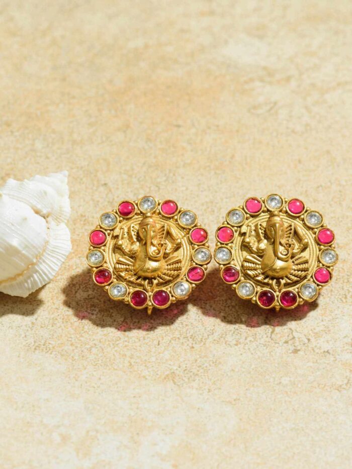 Ganesh Rose Drop Earrings, a divine symbolism of tradition & contemporary style