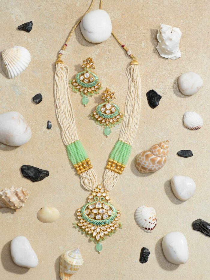 Whispers of Spring Kundan Necklace: A Delicate and Elegant Kundan Necklace with a Touch of Spring.