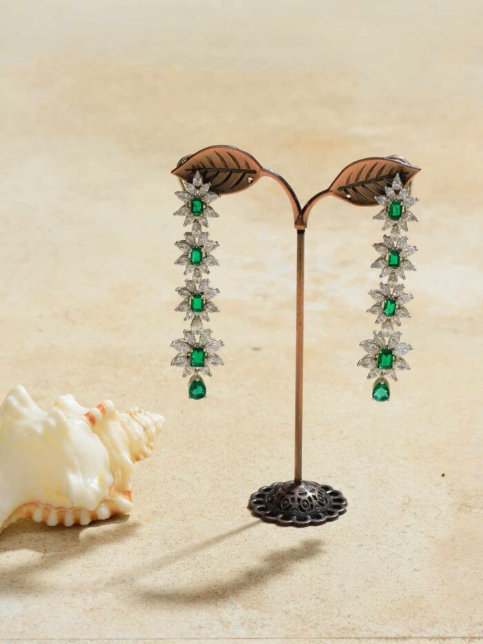 Emerald Sparkle Line Earrings – a captivating embodiment of luxury and elegance