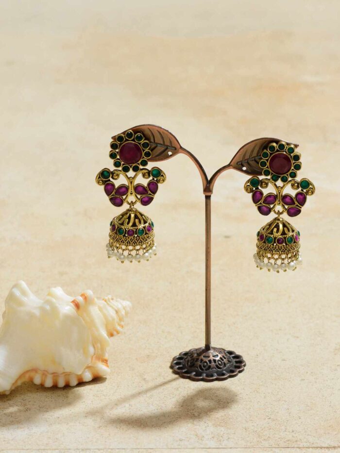 Abeba Red Green Floral Earrings: Exotic allure meets contemporary elegance in a symphony of design.