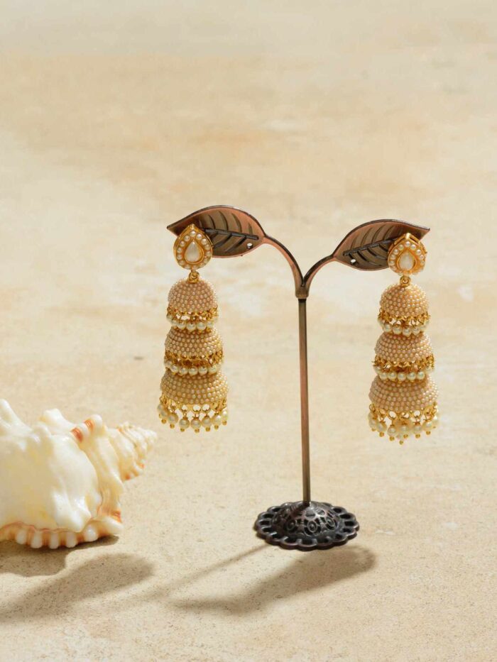 Exquisite Azrah Jhumka Earrings: a harmonious blend of modern design and timeless elegance.