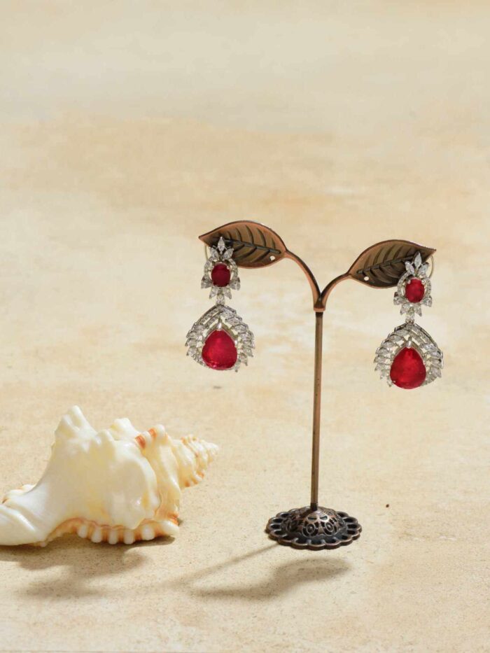 Burgundy-hued elegant drop earrings