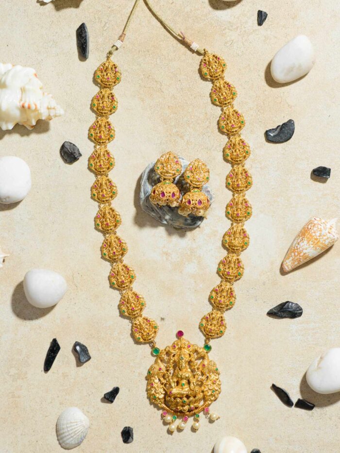 Prosperity Prolonged Laxmi Necklace: An Ornate Ode to Goddess Lakshmi and Abundance