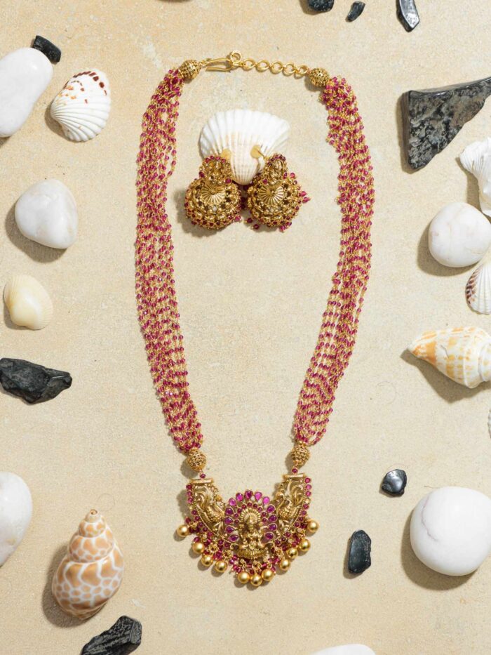 Rosy Riches of Laxmi Necklace: A Radiant Tribute to the Prosperity and Grace of Goddess Lakshmi