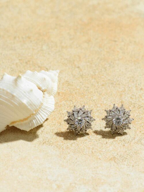 Radiant Silver Studs: Shimmering Elegance in Sterling Silver.