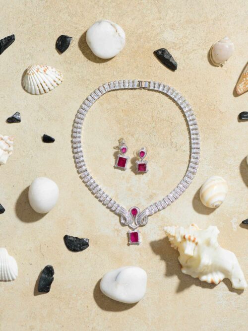 Silver with a Pinch of Pink Necklace: A Subtle Yet Elegant Blend of Silver and Delicate Pink Hues.