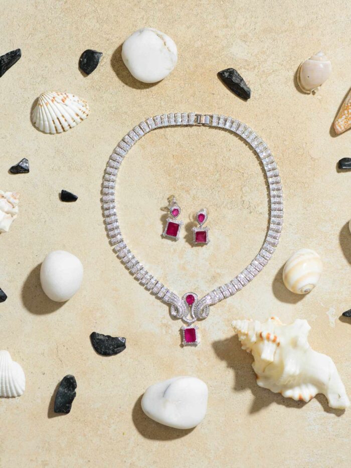 Silver with a Pinch of Pink Necklace: A Subtle Yet Elegant Blend of Silver and Delicate Pink Hues.